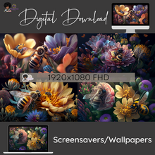 Load image into Gallery viewer, DG-DSW-002 Bumble Bees AI ART Digital Download Desktop Screensavers
