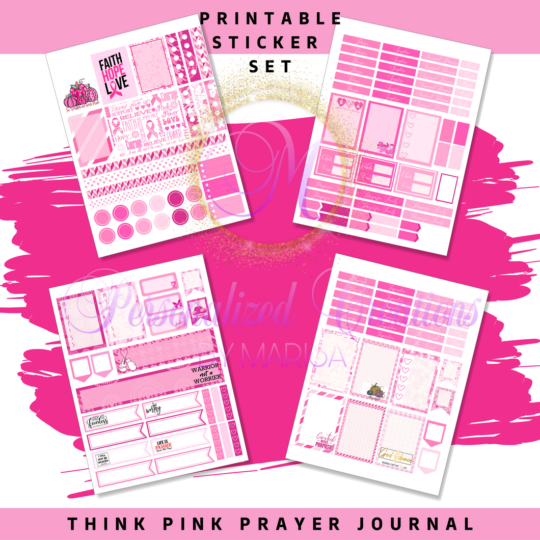 Think Pink Prayer Journal- Printable Sticker Kit