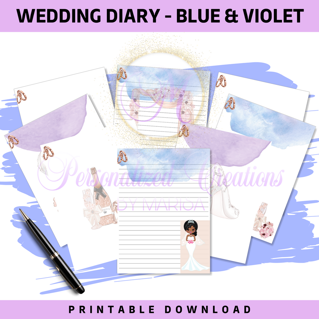 Wedding Diary- Blue & Violet Printable Download