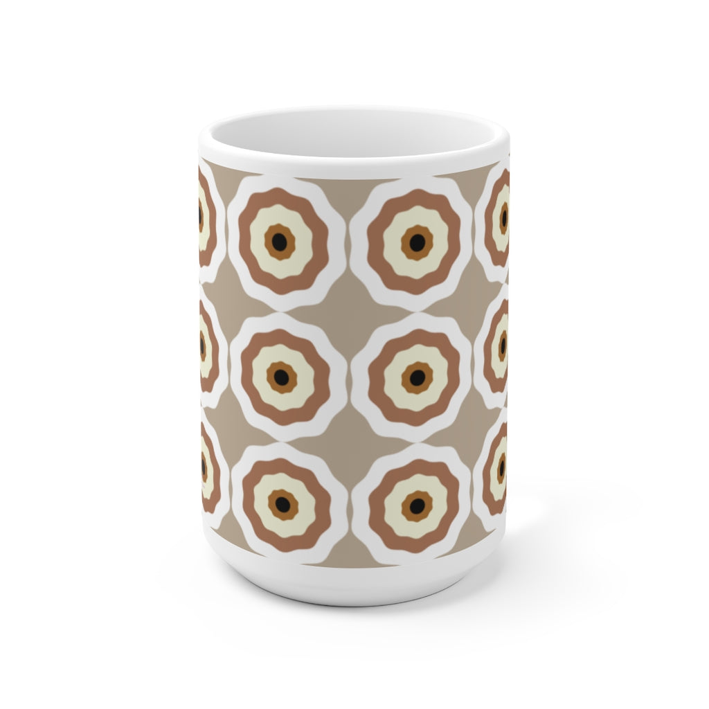 Mocha Circles Ceramic Mug 15oz
