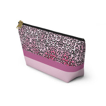 Load image into Gallery viewer, Pink Cheetah Accessory Pouch w T-bottom
