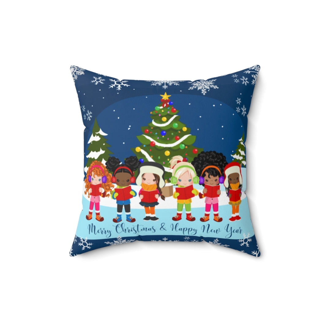 Christmas Carolers Square Pillow