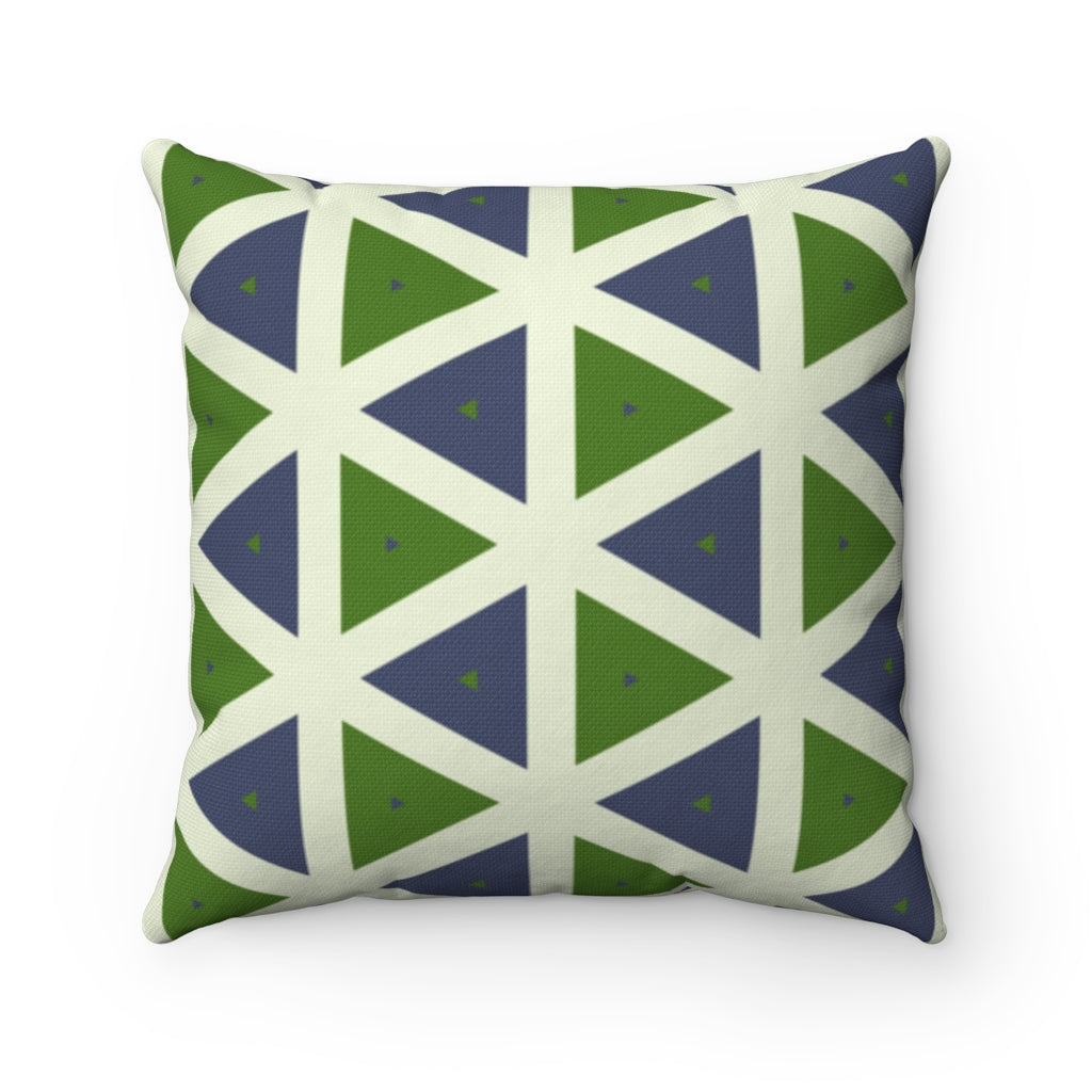 Blue Green Pyramid Spun Polyester Square Pillow