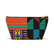Load image into Gallery viewer, Ankara Black Accessory Pouch w T-bottom
