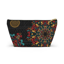 Load image into Gallery viewer, Black Ankara Kente Accessory Pouch w T-bottom
