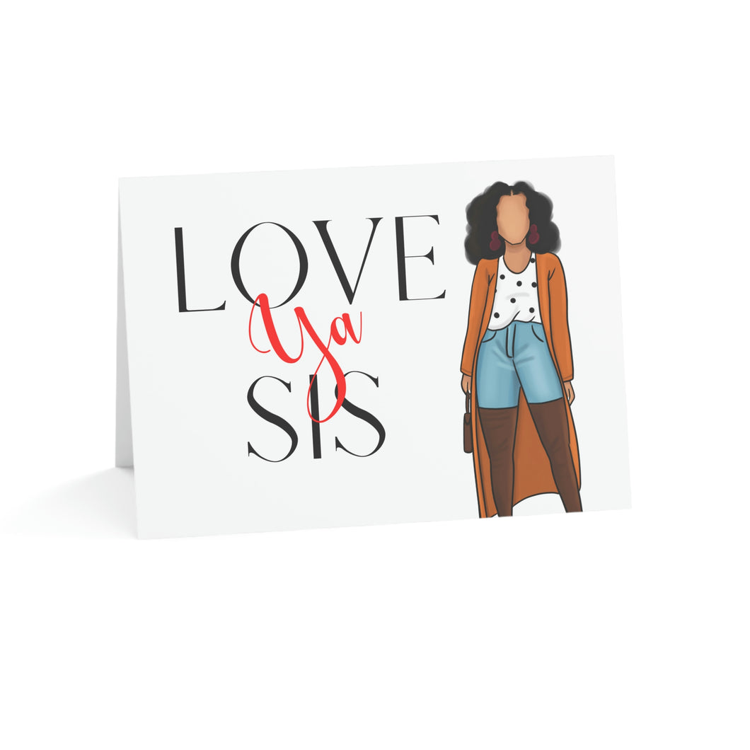 Love Ya Sis-Brown Folded Greeting Cards (1, 10, 30, and 50pcs)