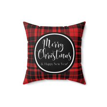Load image into Gallery viewer, Merry Christmas &amp; Happy New Year Red Plaid Square Pillow
