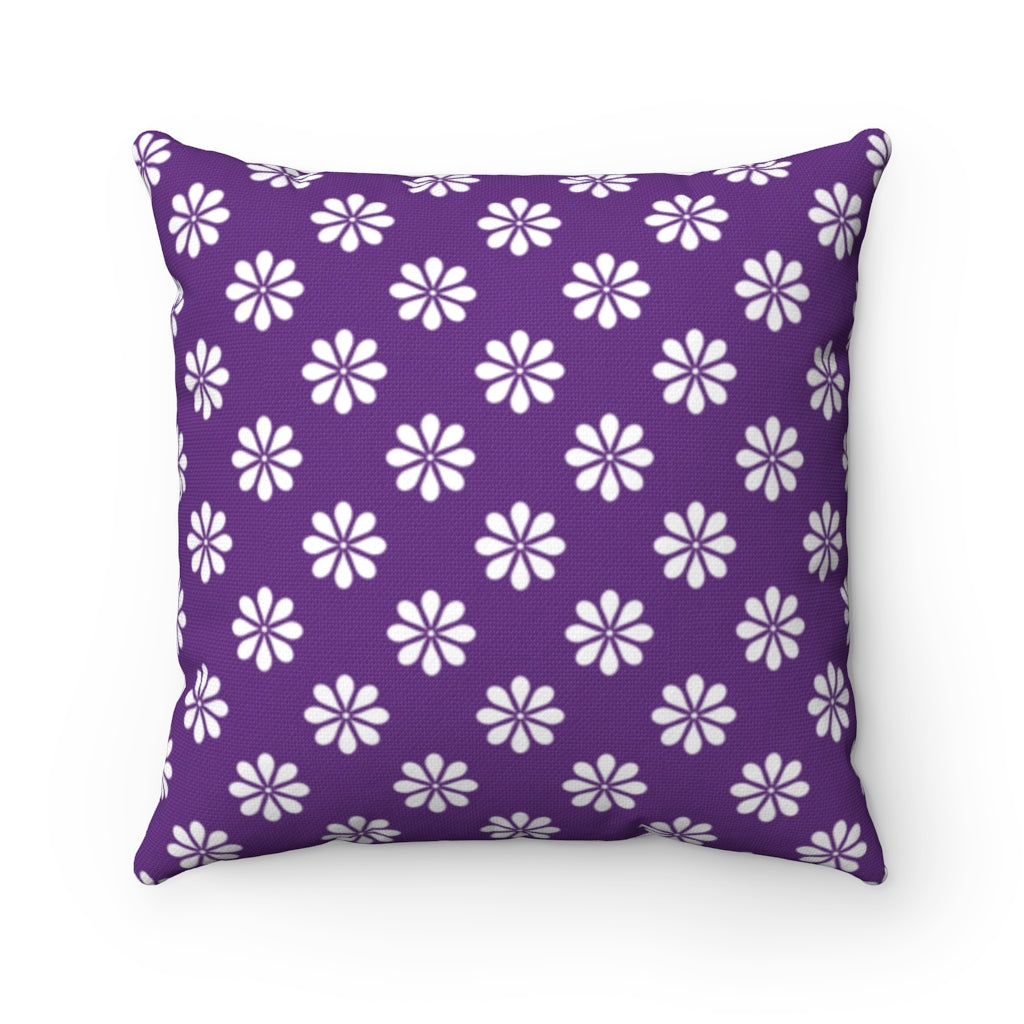 Purple Flowers Spun Polyester Square Pillow