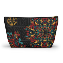 Load image into Gallery viewer, Black Ankara Kente Accessory Pouch w T-bottom
