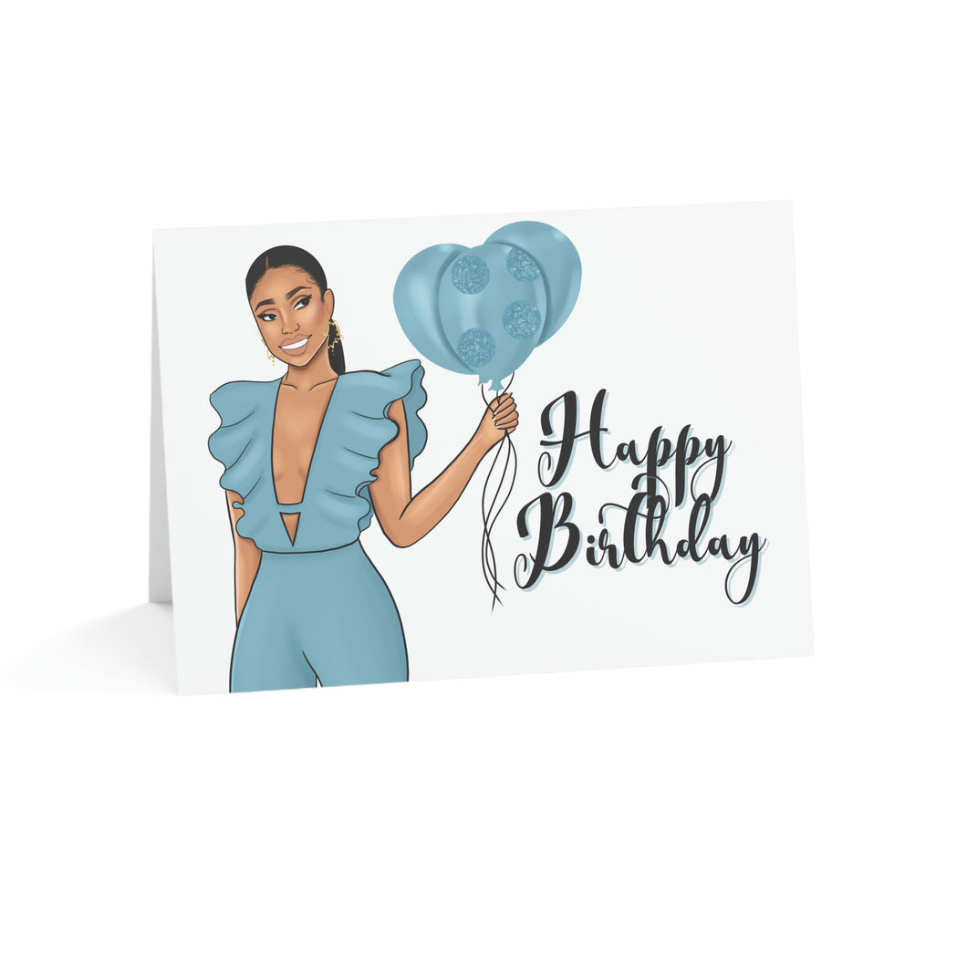 Happy Birthday Card-Blue Folded Greeting Cards (1, 10, 30, and 50pcs)