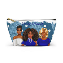 Load image into Gallery viewer, The Sisterhood Blue/White Accessory Pouch w T-bottom
