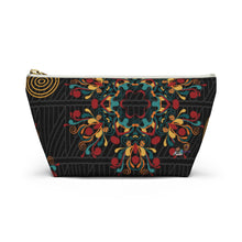 Load image into Gallery viewer, Black Ankara Kente Accessory Pouch w T-bottom
