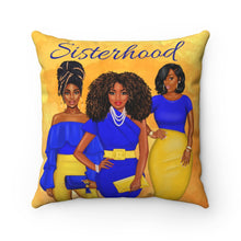 Load image into Gallery viewer, The Sisterhood Blue/Gold Spun Polyester Square Pillow
