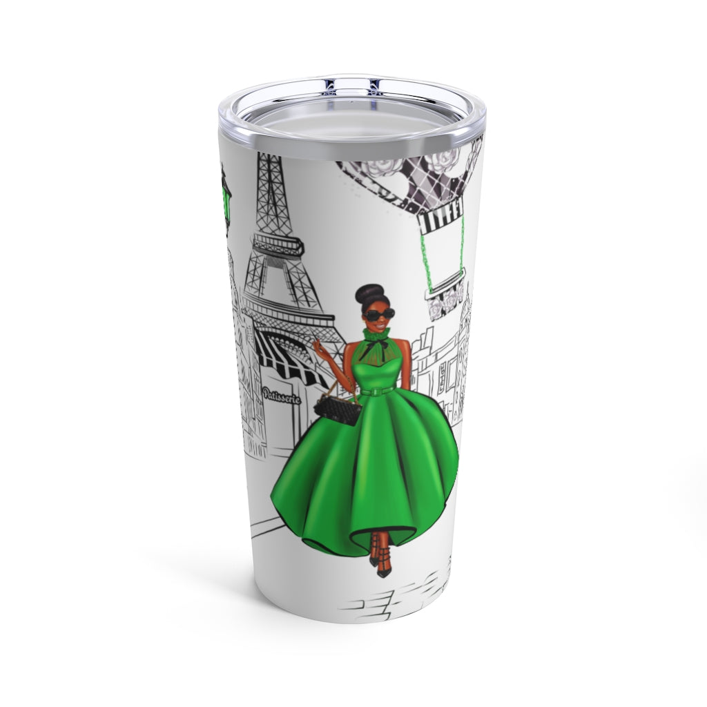 Paris Theme Green Tumbler 20oz