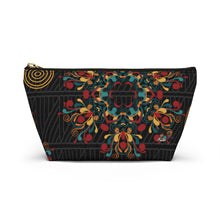 Load image into Gallery viewer, Black Ankara Kente Accessory Pouch w T-bottom
