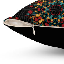 Load image into Gallery viewer, Black Ankara Kente Spun Polyester Square Pillow
