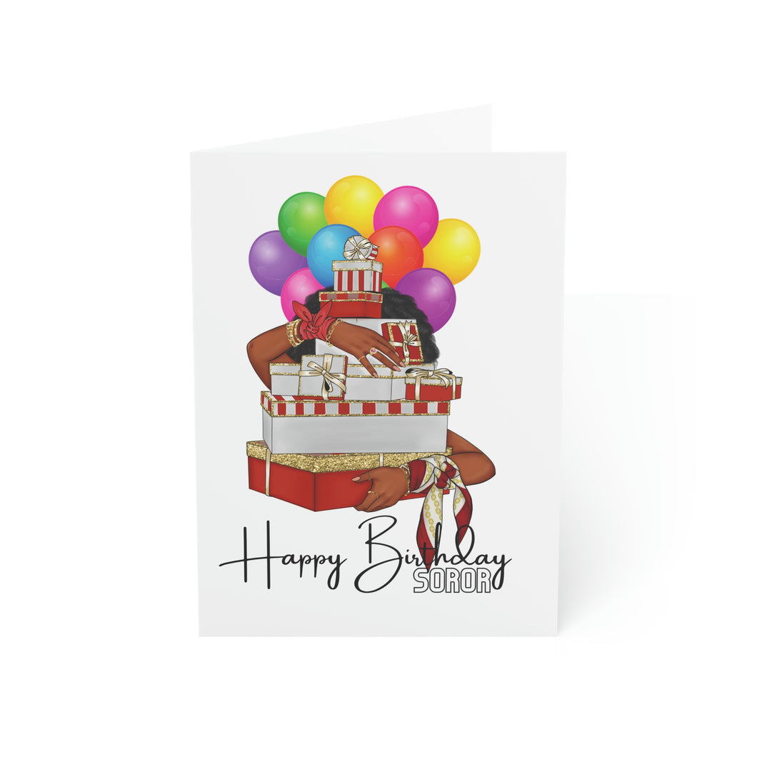 Happy Birthday Soror! - Red & White Folded Greeting Cards (1, 10, 30, and 50pcs)