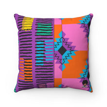 Load image into Gallery viewer, Ankara Pink Spun Polyester Square Pillow
