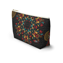 Load image into Gallery viewer, Black Ankara Kente Accessory Pouch w T-bottom
