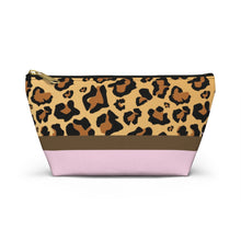 Load image into Gallery viewer, Cheetah Pink Accessory Pouch w T-bottom
