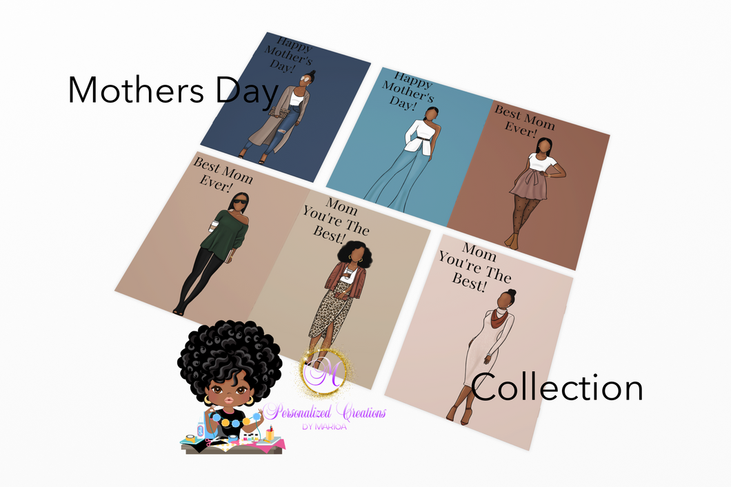 Mothers Day Collection Folded Greeting Cards - Dark